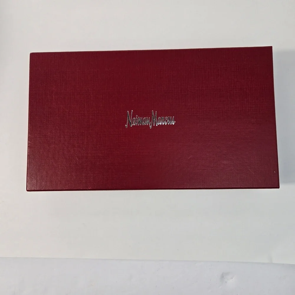 Neiman Marcus 2002 Christmas Set 8 Bamboo Napkin Rings & 12 Red Ball Candles Box